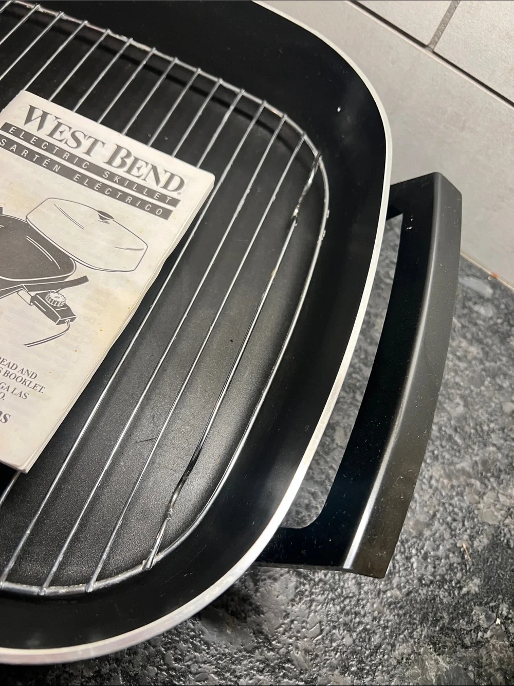 Vintage West Bend Electric Roaster/ Skillet with Leaf Motif  BLUE FLOWER